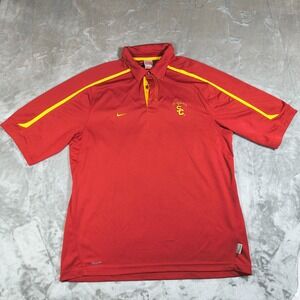 Vintage USC Trojans Polo Shirt Mens Large Nike Team Fit Dry Embroidered Football